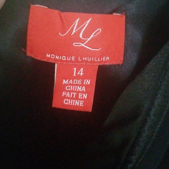 Monique Lhullier size 14 green and black dress - Picture 4 of 5